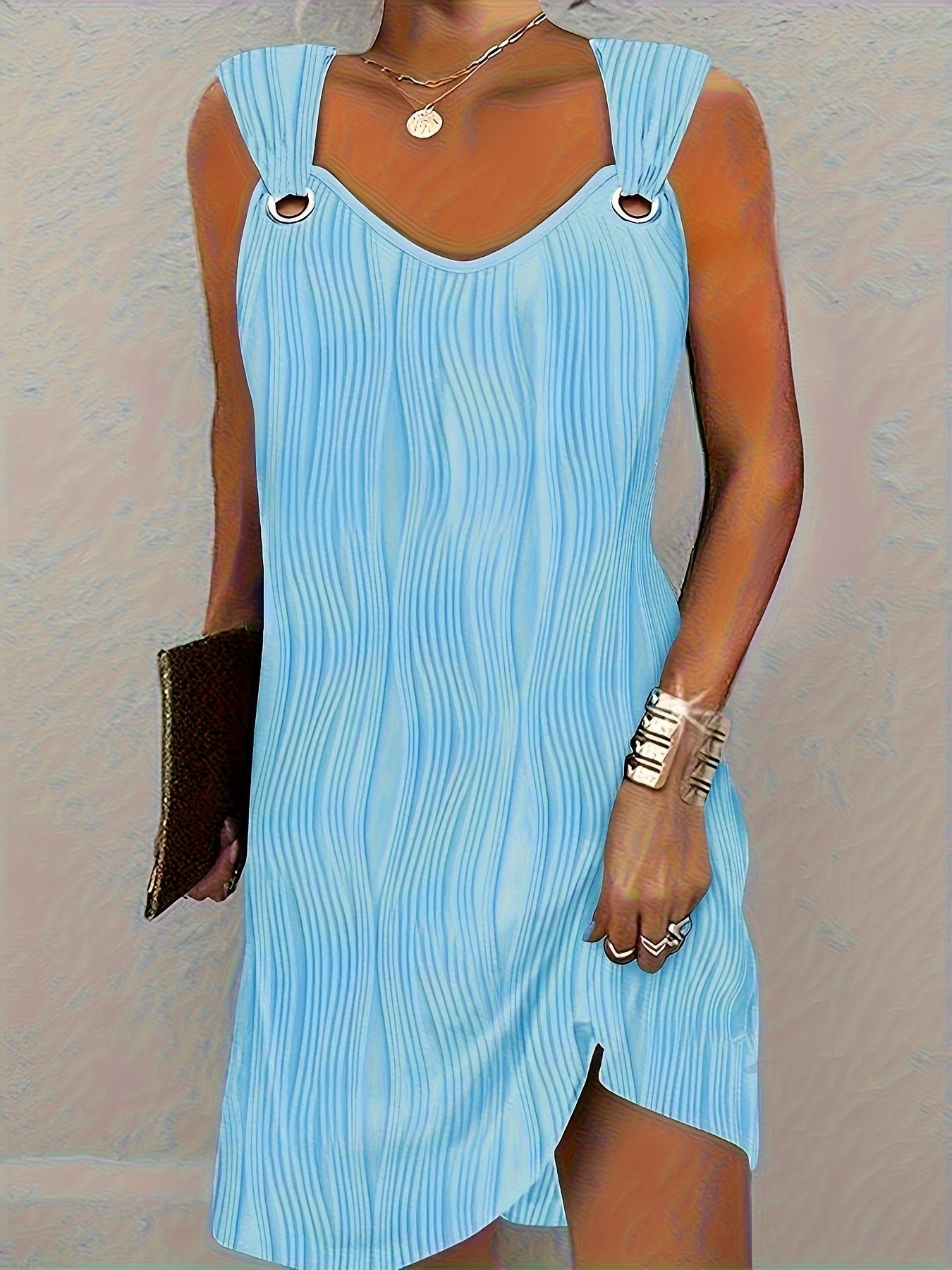 Variant image for Luxe Mouwloze Tuniekjurk Met V-hals Voor Vrouwen - Ademend Polyester, Zomer Casual-16