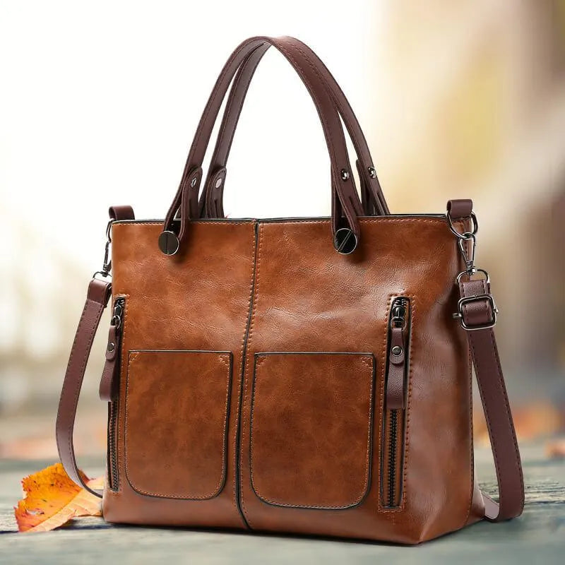 Dames Schoudertas Zwart One Size Premium Leer-1