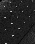 Lulu | Dames Schoudertas Zwart Leer met Flap en Studs voor Dagelijks Gebruik