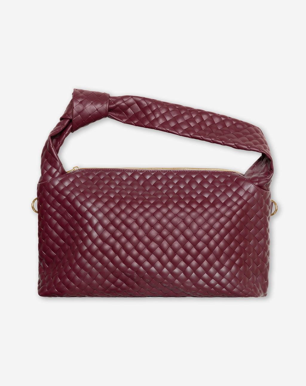 Fleur | Dames Schoudertas Gevlochten Bordeaux met Verstelbare Riem