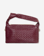 Fleur | Dames Schoudertas Gevlochten Bordeaux met Verstelbare Riem