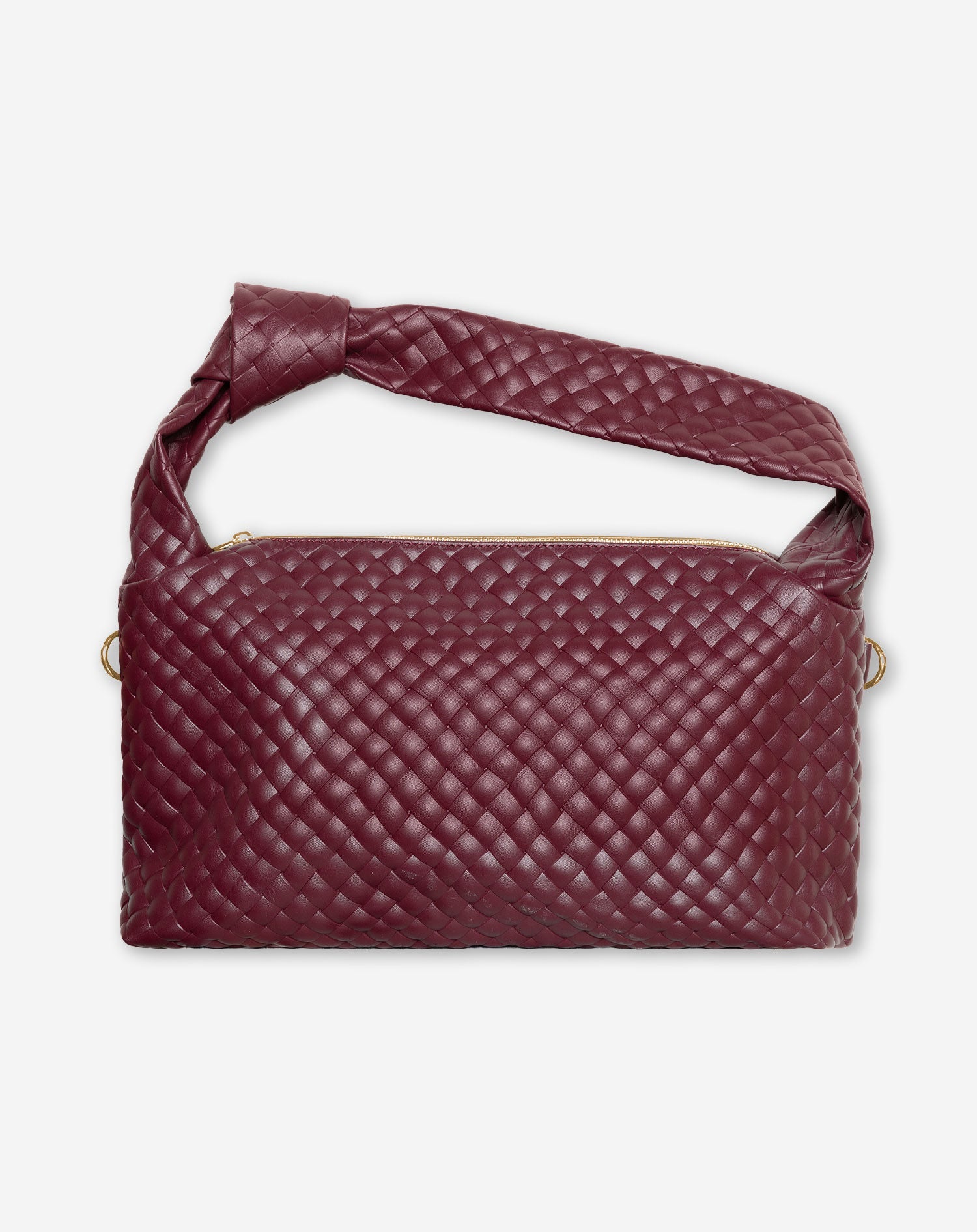 Fleur | Dames Schoudertas Gevlochten Bordeaux met Verstelbare Riem