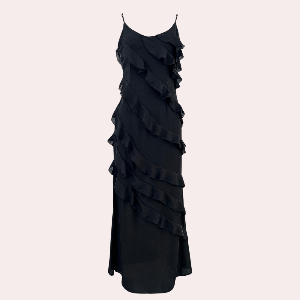 Variant image for Sophie | Dames Lange Jurk Zwart Katoen voor Zomeruitjes-1