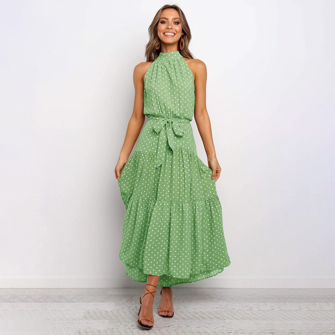 Aimee | Dames Zomerjurk Polyester met Witte Stippen voor Feestjes-4