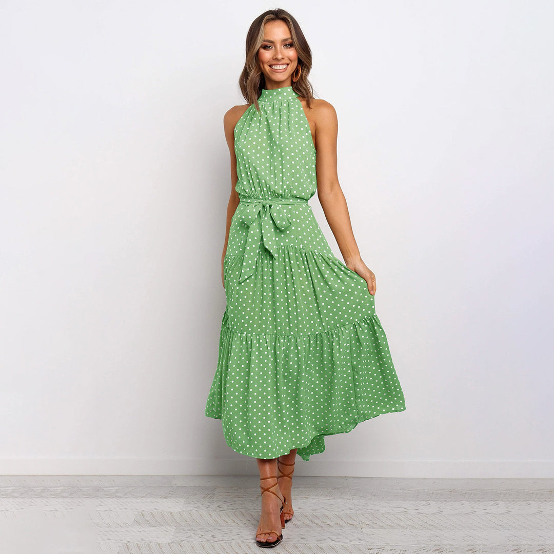 Aimee | Dames Zomerjurk Polyester met Witte Stippen voor Feestjes-3