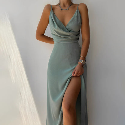 Variant image for Elegante Midi Jurk Dames - Lichtgewicht A-lijn met V-hals, Mouwloos, Zwart-7
