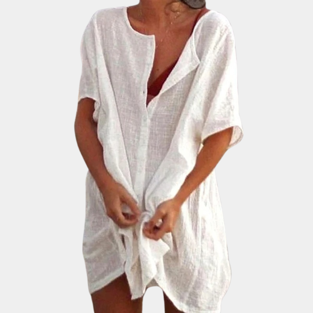 Variant image for Kailyn | Dames Midi Zomerjurk Katoen voor Casual en Formeel-1