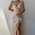 Elegante Midi Jurk Dames - Lichtgewicht A-lijn met V-hals, Mouwloos, Zwart-5