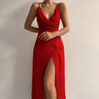 Elegante Midi Jurk Dames - Lichtgewicht A-lijn met V-hals, Mouwloos, Zwart-3