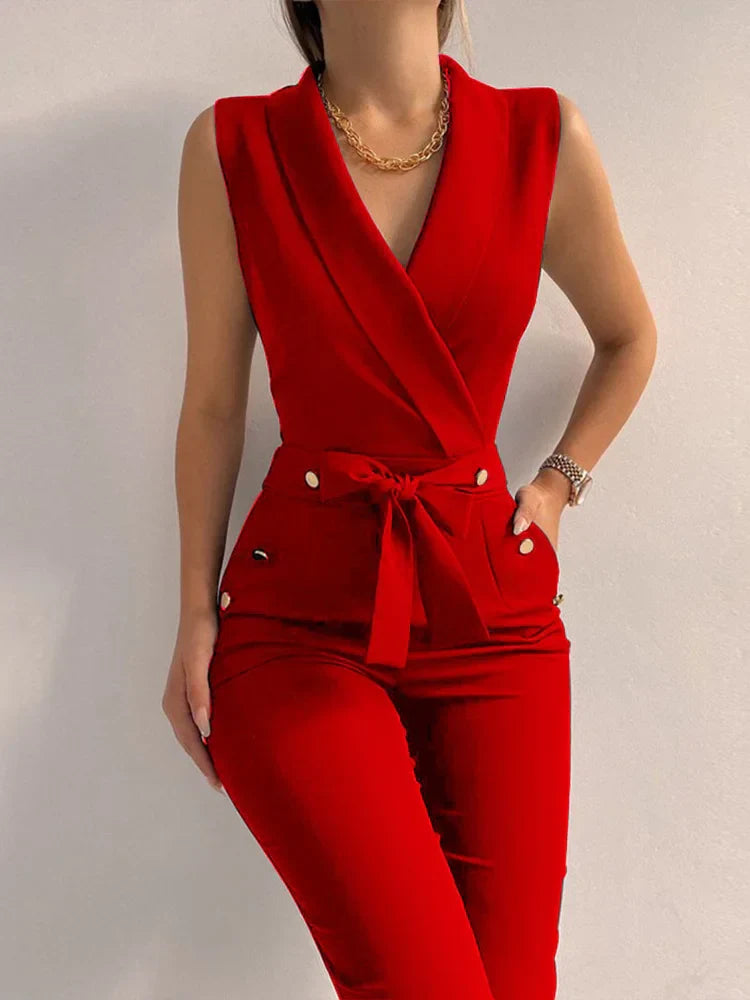 Variant image for Aria | Dames Jumpsuit V-hals Polyester voor Feestelijke Gelegenheden-9
