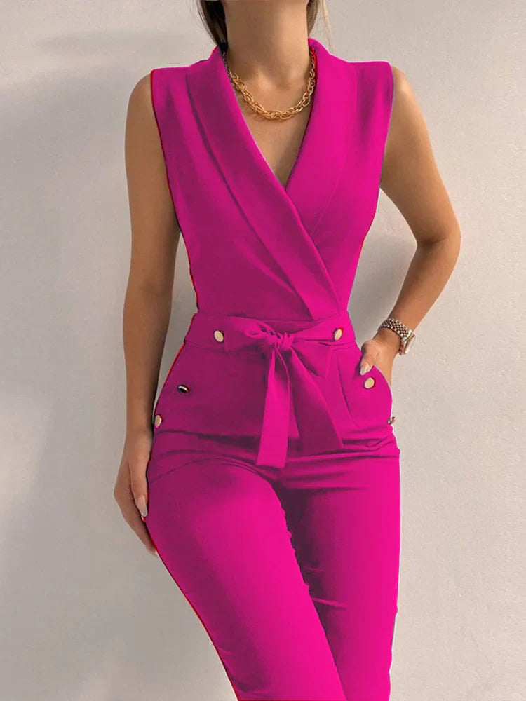 Aria | Dames Jumpsuit V-hals Polyester voor Feestelijke Gelegenheden-3