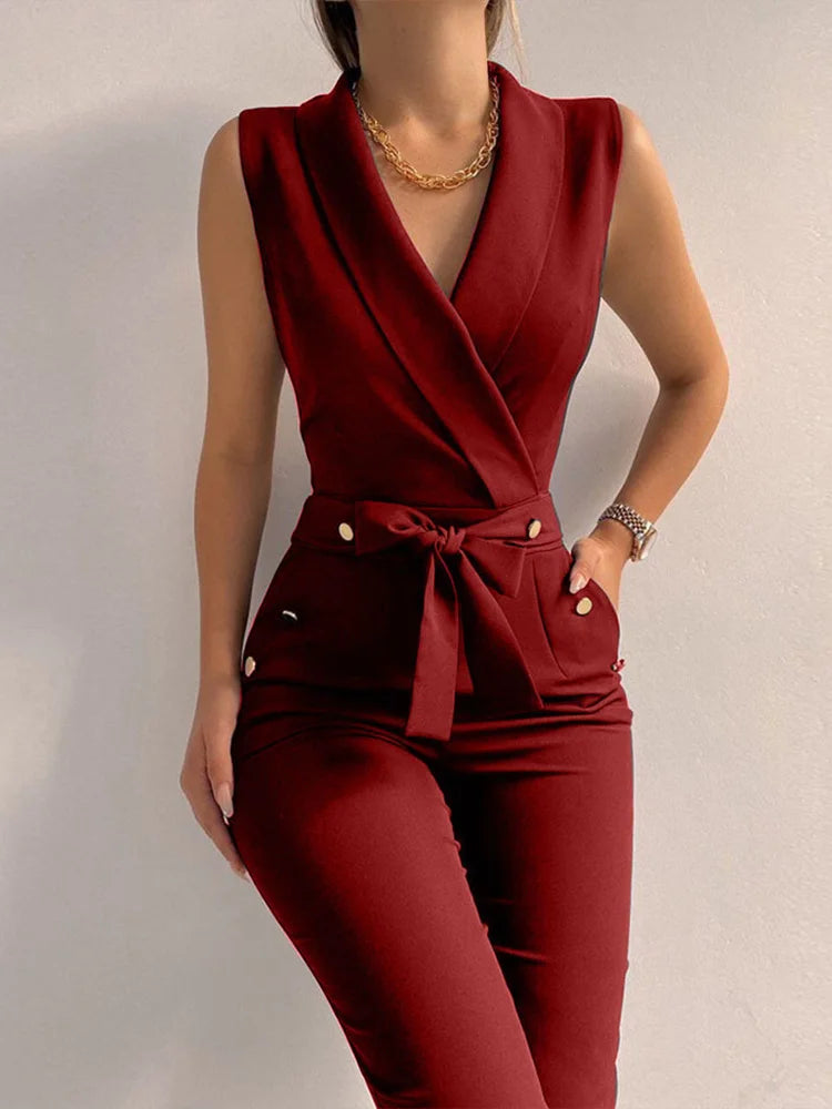 Aria | Dames Jumpsuit V-hals Polyester voor Feestelijke Gelegenheden-4