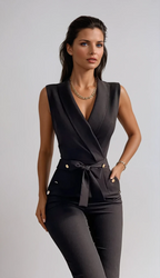Variant image for Aria | Dames Jumpsuit V-hals Polyester voor Feestelijke Gelegenheden-1