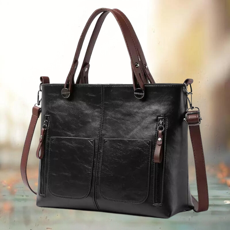 Dames Schoudertas Zwart One Size Premium Leer-2