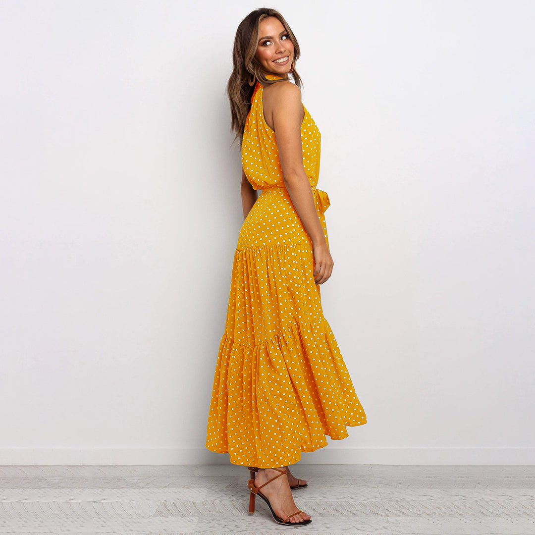Aimee | Dames Zomerjurk Polyester met Witte Stippen voor Feestjes-2