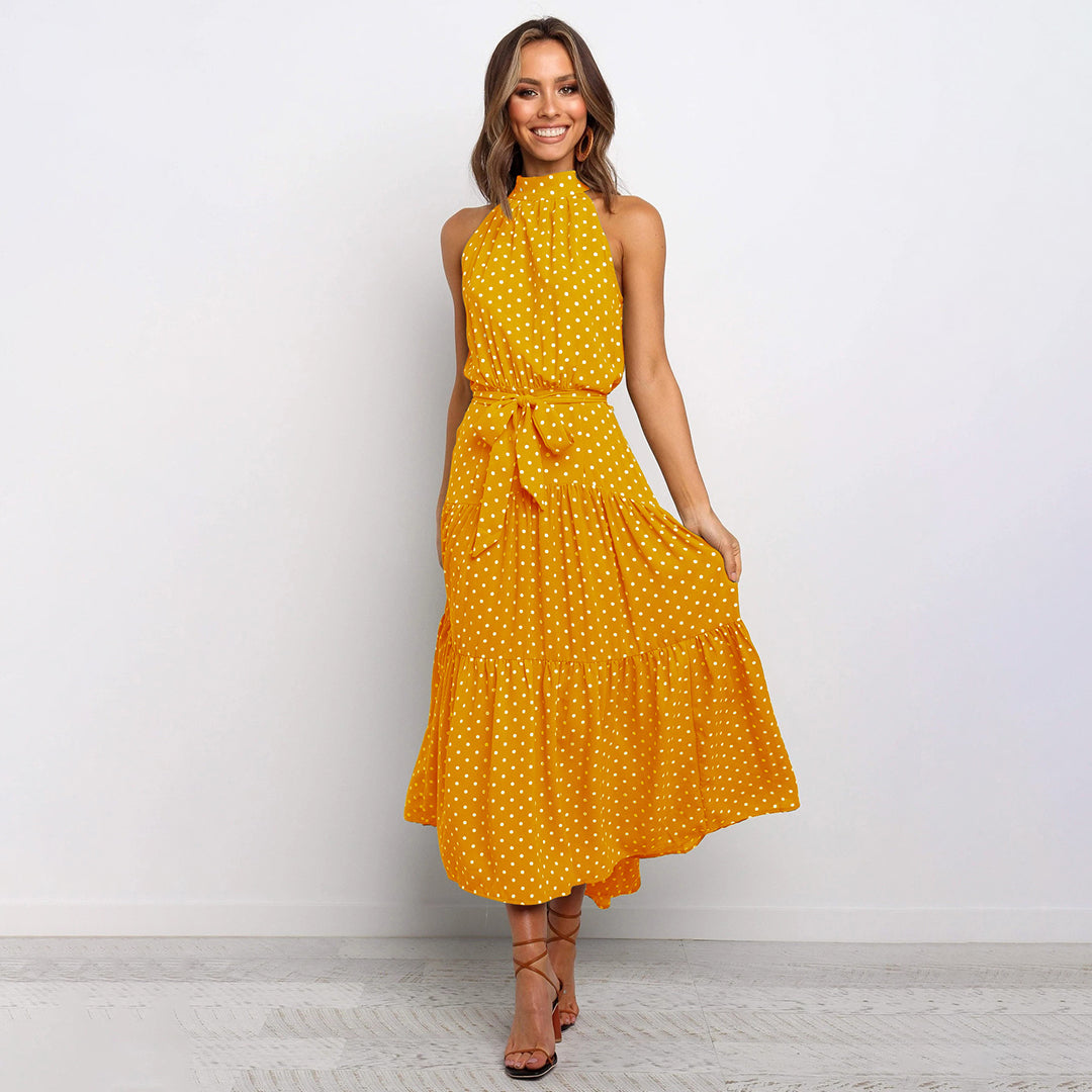 Aimee | Dames Zomerjurk Polyester met Witte Stippen voor Feestjes-1