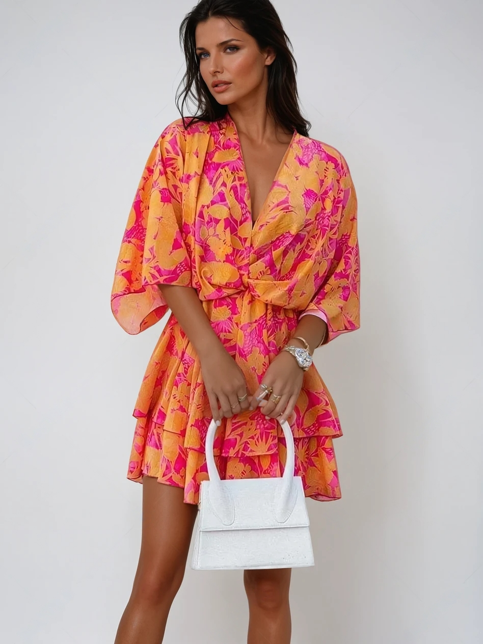 Lotte | Dames Mini Jurk Katoen met V-hals voor Zomerfeesten-2