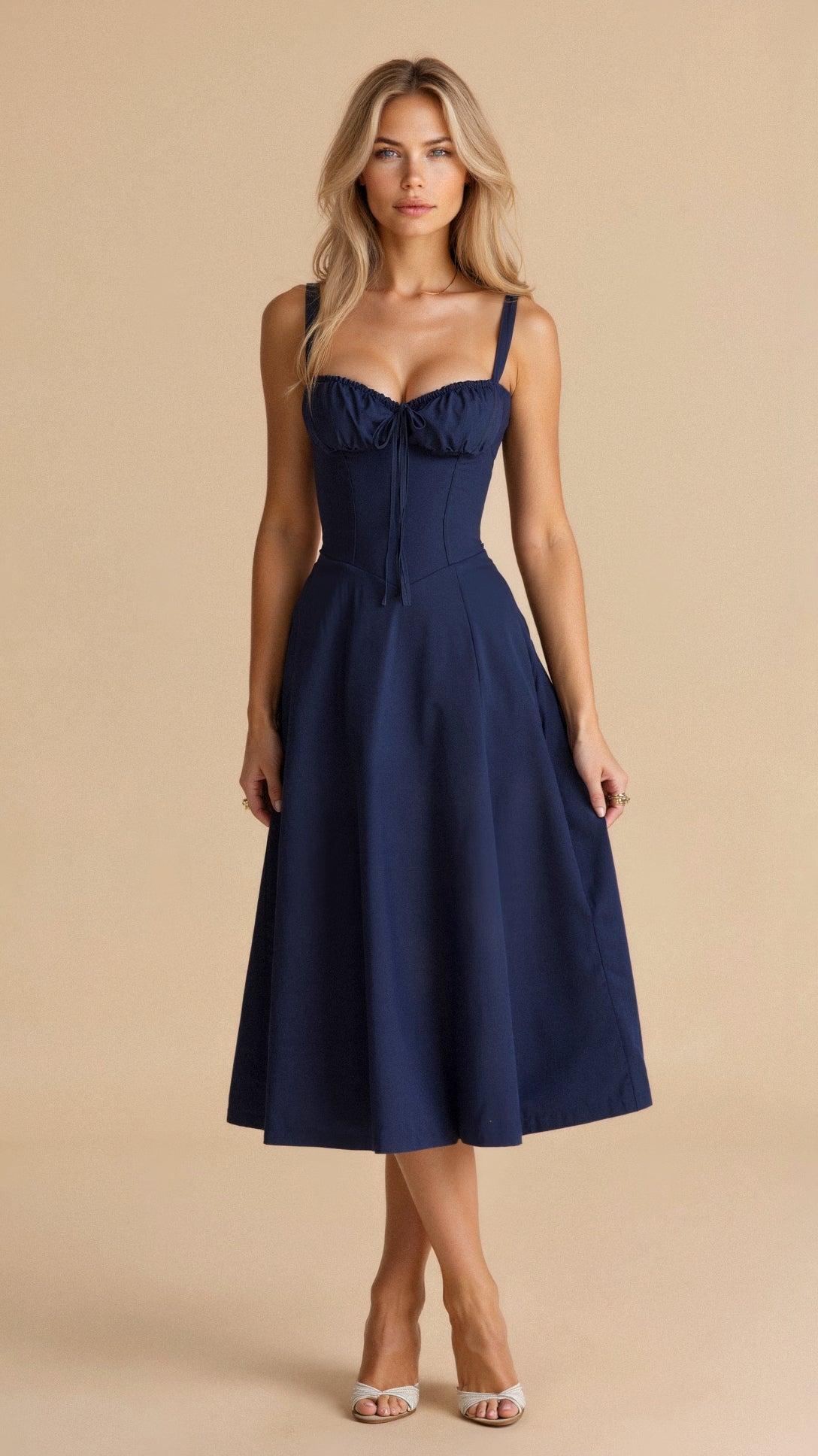 Variant image for Kiana | Dames Midi Jurk Zwart Corset voor Bruiloft en Feesten-36