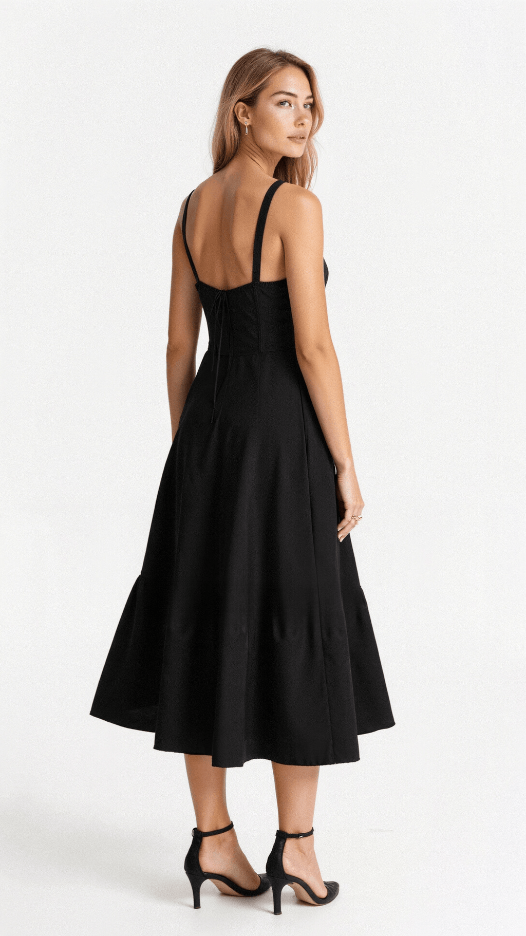 Kiana | Dames Midi Jurk Zwart Corset voor Bruiloft en Feesten-4