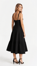 Kiana | Dames Midi Jurk Zwart Corset voor Bruiloft en Feesten-4