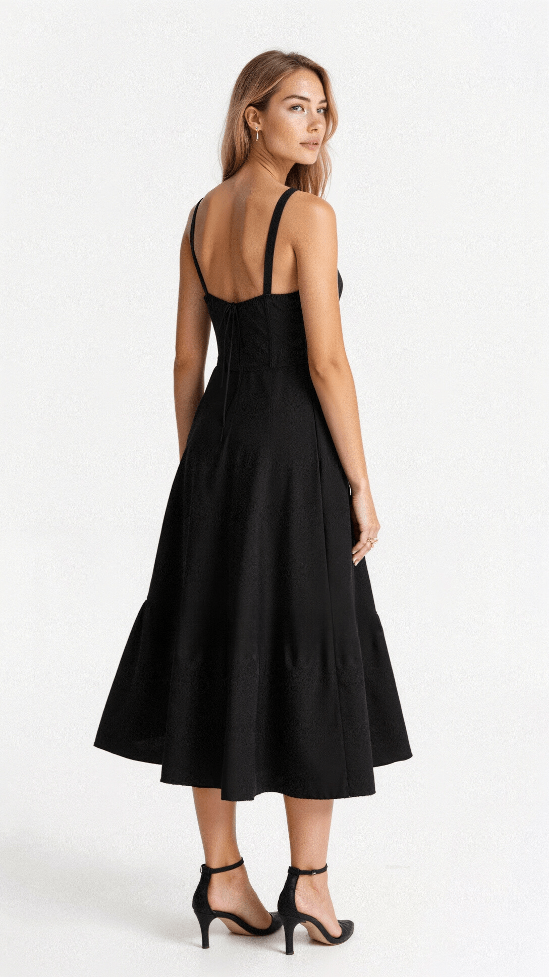Kiana | Dames Midi Jurk Zwart Corset voor Bruiloft en Feesten-4