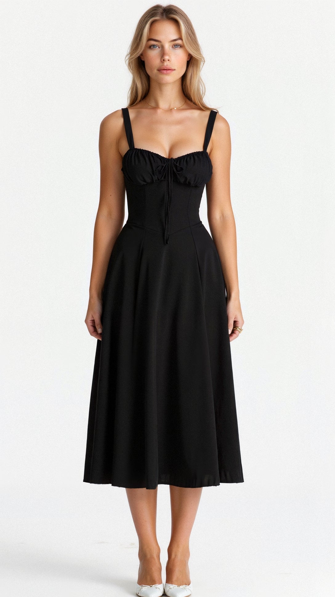 Kiana | Dames Midi Jurk Zwart Corset voor Bruiloft en Feesten-3